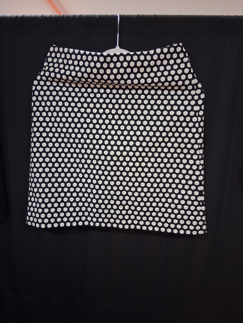 Ann Taylor Black Mini Skirt with White Dot Pattern